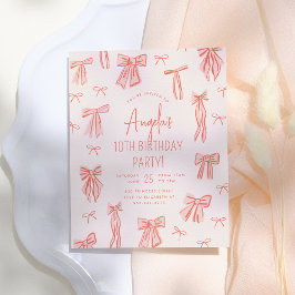 Whimsical Pink Bow Girl Budget Geburtstag Einladun