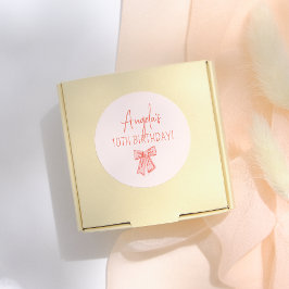 Whimsical Pink Bow Girl Geburtstagsparty Runder Aufkleber