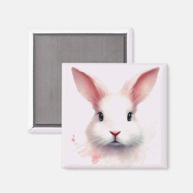 Whimsical Pink Bunny Magnet (Vorderseite/Rückseite)