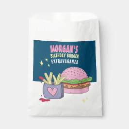 Whimsical Pink Burger and Fries Birthday Party Geschenktütchen