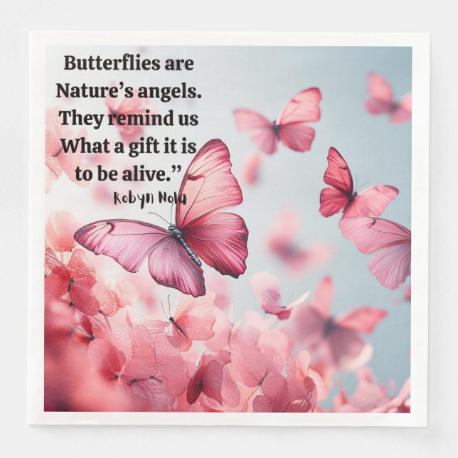 Whimsical Pink Butterfells Napkin Serviette (Vorderseite)