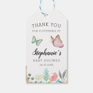 Whimsical Pink Butterfly Baby Dusche Gefallen Geschenkanhänger