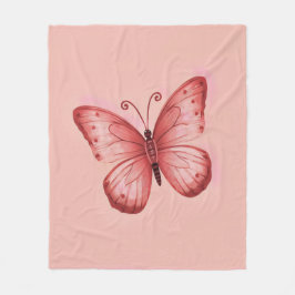 Whimsical Pink Butterfly Fleecedecke