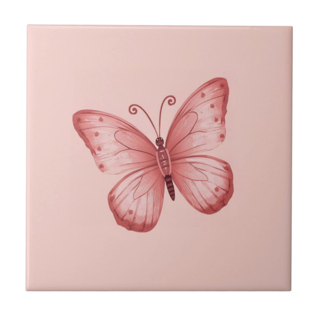   Whimsical Pink Butterfly  Fliese (Vorderseite)
