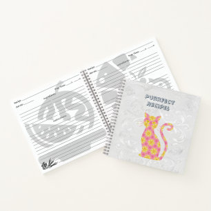 Whimsical Pink Cat Star Rezept Notizbuch