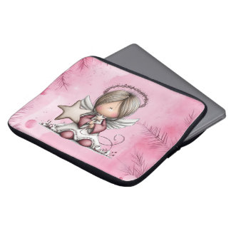 Whimsical Pink Christmas Angel Laptopschutzhülle