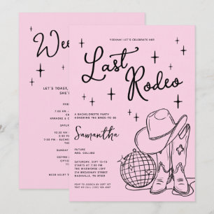 Whimsical Pink Disco Last Rodeo Junggesellinnenabs Einladung