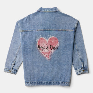 Whimsical Pink Dotted Heart Jeansjacke