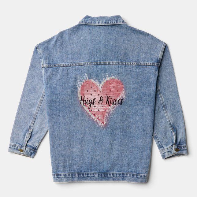 Whimsical Pink Dotted Heart Jeansjacke (Rückseite)