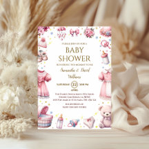 Whimsical Pink Elegant Baby Shower Floral Girl