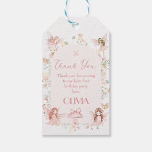 Whimsical Pink Fairy Erster Geburtstag Geschenktag Geschenkanhänger