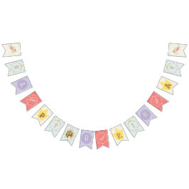 Whimsical Pink Fairy Princess Girl Birthday Foto Wimpelkette