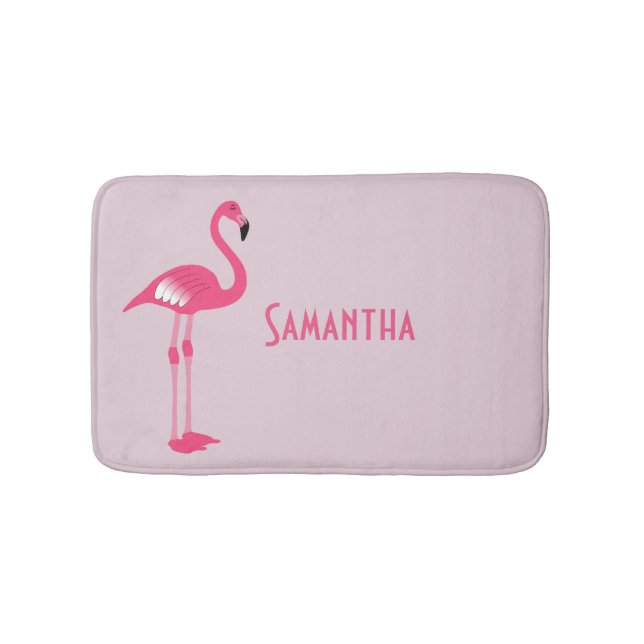 Whimsical Pink Flamingo Custom Bath Mat Badematte (Vorderseite)