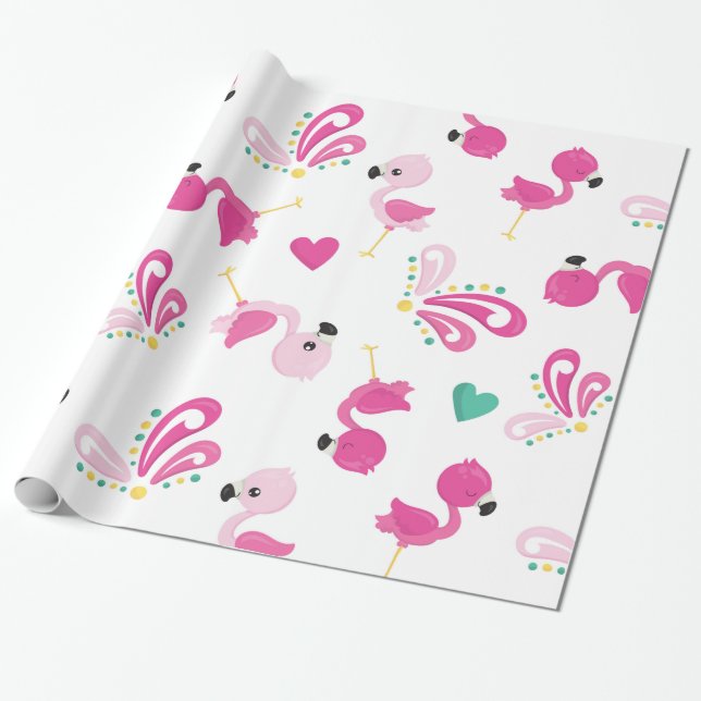 Whimsical Pink Flamingo Muster Geschenkpapier (Ungerollt)