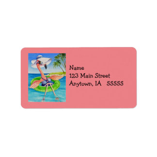 Whimsical Pink Flamingo Nr. 3 Wasserfarbe Kunst Adressaufkleber