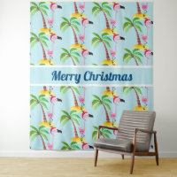 Whimsical Pink Flamingo Tropical Weihnachten