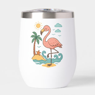 Whimsical Pink Flamingo Wine Tumbler