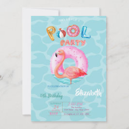 Whimsical Pink Flamingos Pool Schwimmbad Sommer Einladung