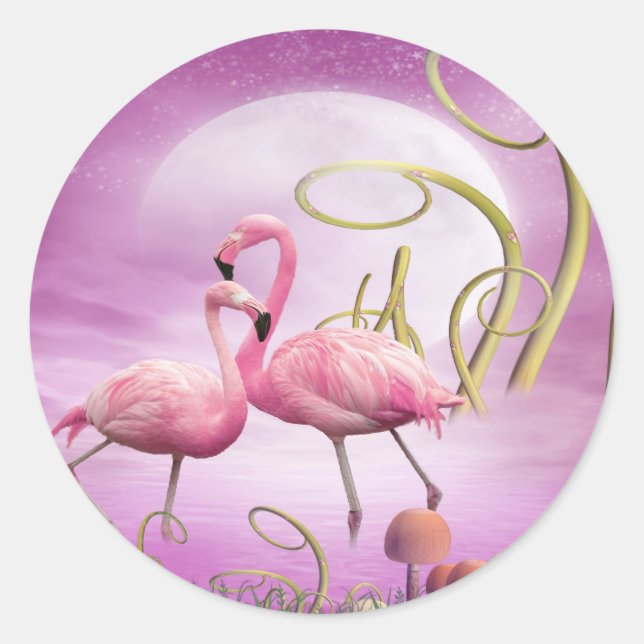 Whimsical Pink Flamingos Stickers (Vorderseite)