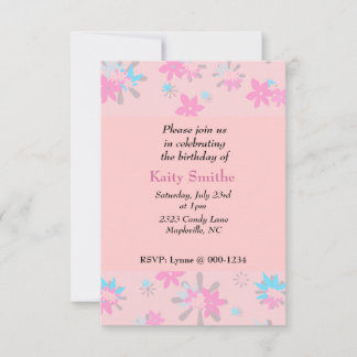 Whimsical Pink Floral Geburtstag Einladung