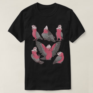 Whimsical Pink Galah Cockatoo Bird Pattern T-Shirt