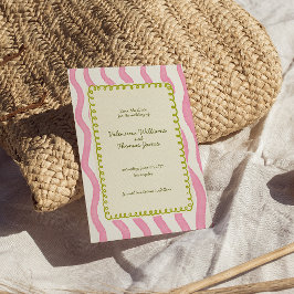Whimsical Pink & Green Wedding Save the Date Einladung