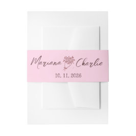 Whimsical Pink Hand Drawn Illustration Wedding Einladungsbanderole