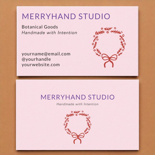 Whimsical Pink Hand gezeichnete Kleider Weihnachte Visitenkarte (Von Creator hochgeladen)
