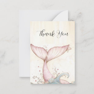 Whimsical Pink Mermaid Schwanz Vielen Dank Mitteilungskarte