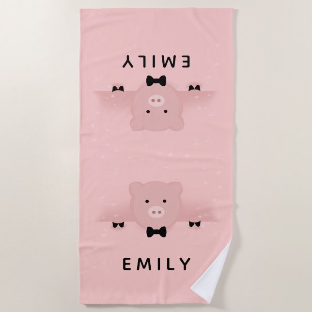 Whimsical Pink Niedlich und Dashing Strandtuch (Vorderseite)