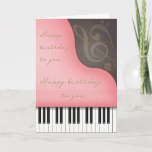 Whimsical Pink Piano Adortable Custom Geburtstag Karte