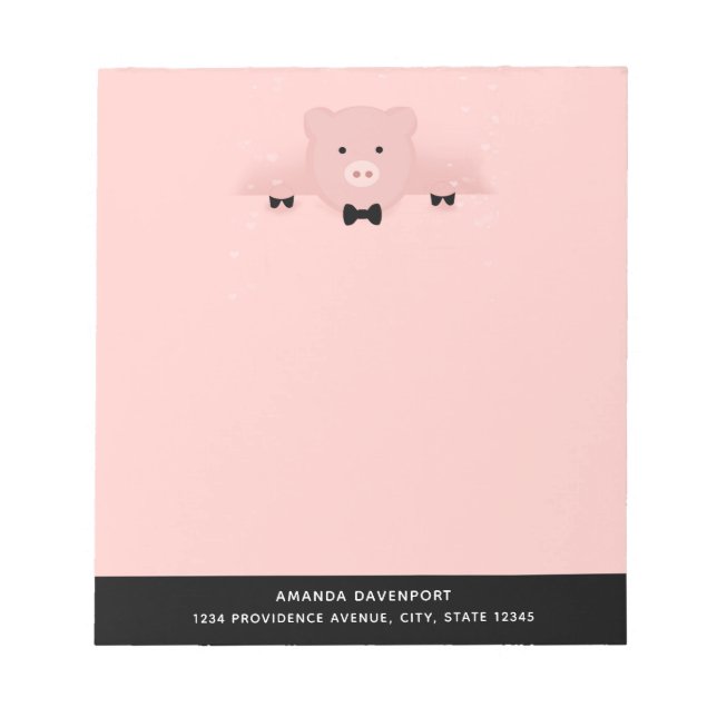 Whimsical Pink Pig Niedlich Chinesisch Neujahr 201 Notizblock (Vorderseite)