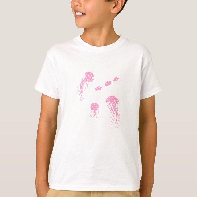 Whimsical Pink Polka Dot Sea Creatures Tshirt (Devant)