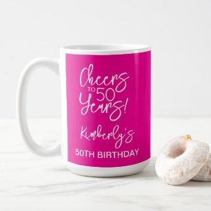 Whimsical Pink Prost auf 50 Jahre Geburtstag Klass Kaffeetasse