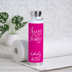 Whimsical Pink Prost auf 50 Jahre Geburtstag Klass Trinkflasche