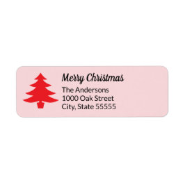 Whimsical Pink Red Christmas Tree Return Address