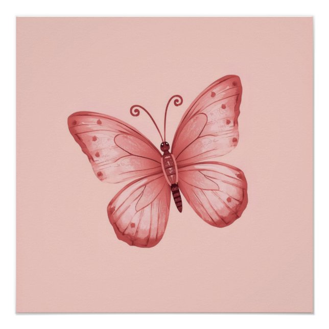   Whimsical Pink Schmetterling  Poster (Vorderseite)