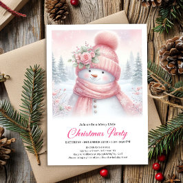 Whimsical Pink Snowman Digital Christmas Invite  Einladung