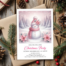 Whimsical Pink Snowman Editable Christmas Kids  Einladung