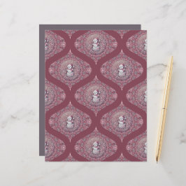 Whimsical Pink Snowman Mandala Ogee Scrapbook