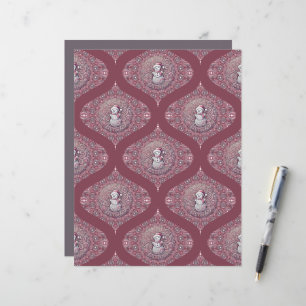 Whimsical Pink Snowman Mandala Ogee Scrapbook