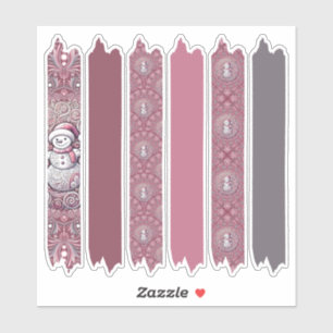 Whimsical Pink Snowman Mandala Patterns Washi Tape Aufkleber