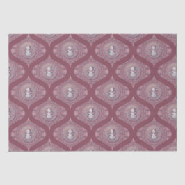 Whimsical Pink Snowman Mandala Retro Ogee Damask Seidenpapier