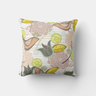 Whimsical Pink Sweet Birds Floral Garden Cushi P Kissen