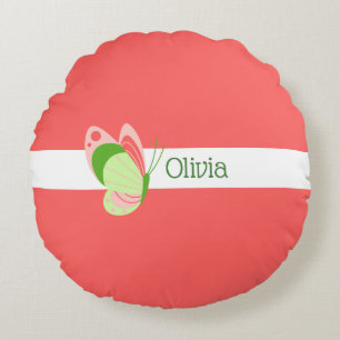 Whimsical Pink und Grüne Butterfly   Rundes Kissen