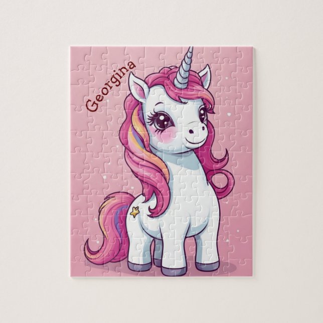 Whimsical Pink Unicorn Personalisiert Kids (Vertikal)