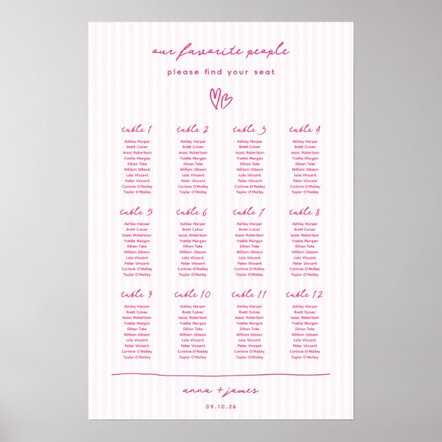 Whimsical Pink Wedding Plan Poster (Vorne)