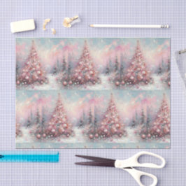 Whimsical Pink Weihnachtsbaum geteert Decoupage Seidenpapier