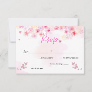 Whimsical Pinke Kirschblüten-Schmetterling-Hochzei Save The Date