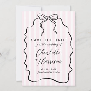 Whimsical Pinstripe Bow Wedding speichern das Datu Einladung